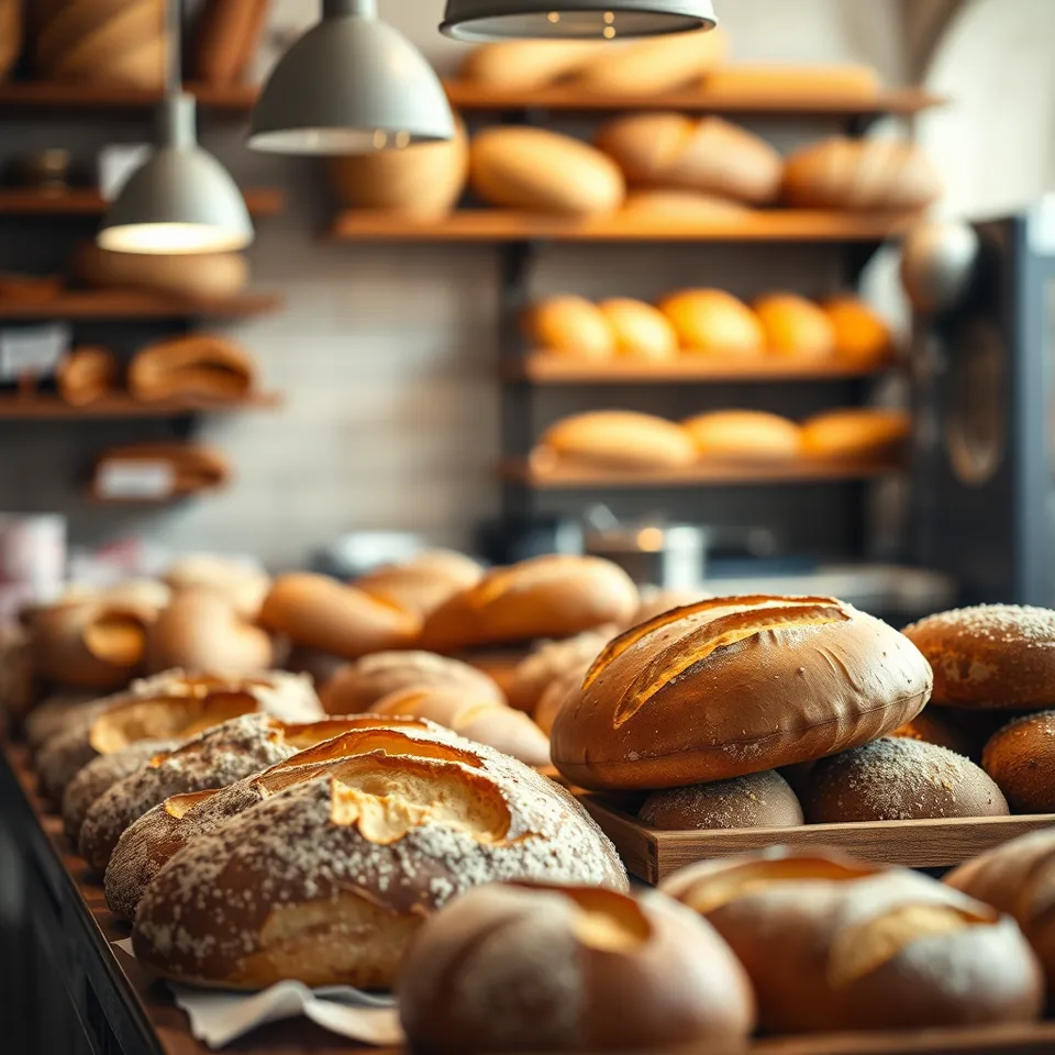 Estantes de pan de masa madre en una panadería (imagen ilustrativa)